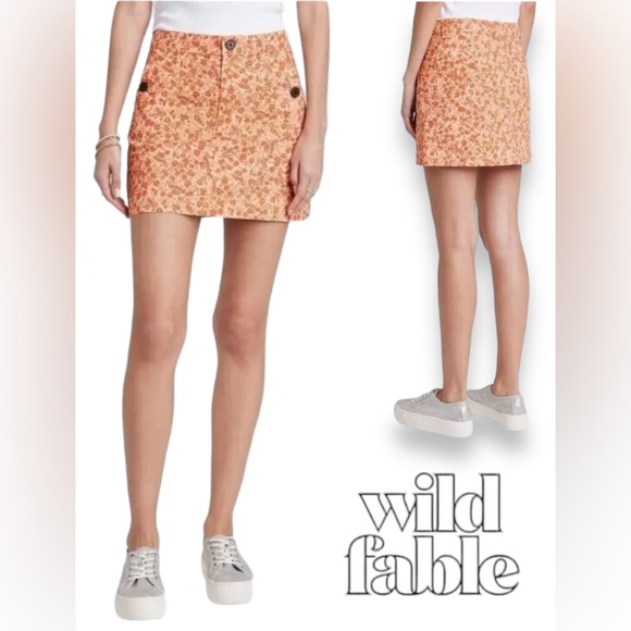 wild fable Dresses & Skirts - 144. Size 6 NWT Wild Fable Women's High-Rise Chino Mini Skirt Rust Floral